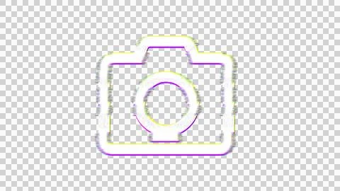 Icon photo camera is distorted. Glitch. Noise, chromatic aberration, geometric Stock Illustration