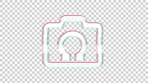 Icon photo camera is distorted. Glitch. Noise, chromatic aberration, geometric Stock Illustration