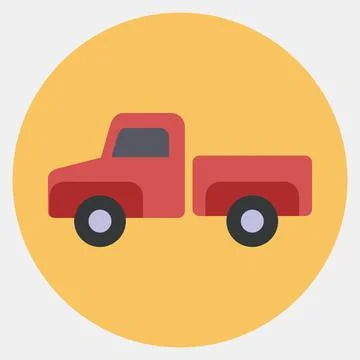 Icon pick up truck. Transportation elements. Icons in color mate style. Goo.. Stock Illustration