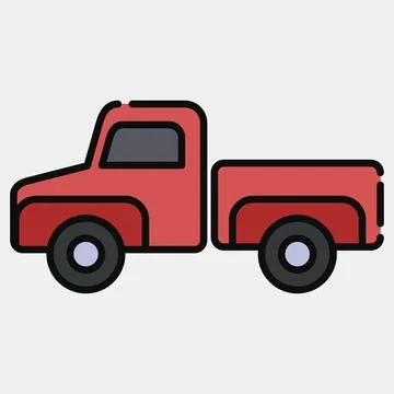 Icon pick up truck. Transportation elements. Icons in filled line style. Go.. 스톡 일러스트