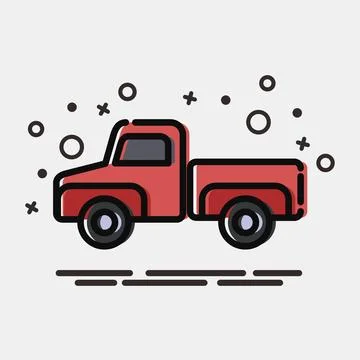 Icon pick up truck. Transportation elements. Icons in MBE style. Good for p.. Stock Illustration