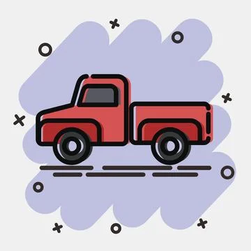Icon pick up truck. Transportation elements. Icons in comic style. Good for.. Illustrazione stock