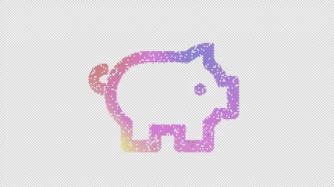 Icon pig is made up of LED square shapes that shimmer and flicker. There are Stock Footage 299214420