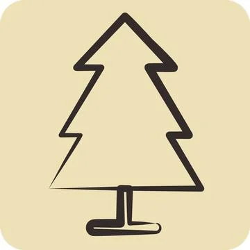 Icon Pine. suitable for City Park symbol. hand drawn style. simple design e.. Illustrazione stock