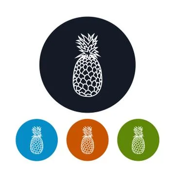 Icon  Pineapple in the Contours Stock Illustration