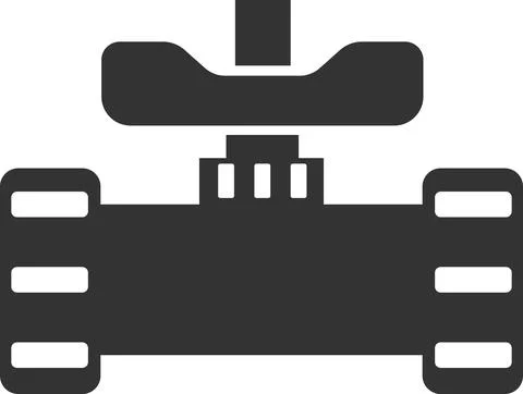 Icon of a pipe with a gate valve. Black silhouette. Illustrazione stock