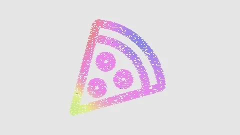 Icon pizza slice is made up of LED square shapes that shimmer and flicker. There Stock Footage 299204348
