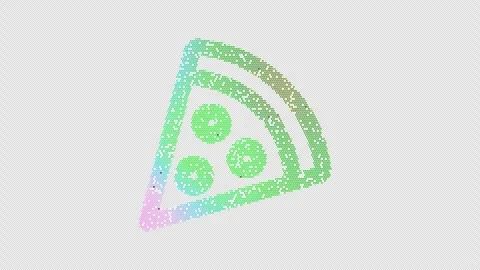 Icon pizza slice is made up of LED square shapes that shimmer and flicker. There Stock Footage 299211587