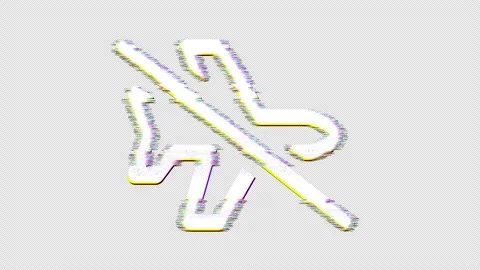 Icon plane slash is distorted. Glitch. Noise, chromatic aberration, geometric Video stock 301596972