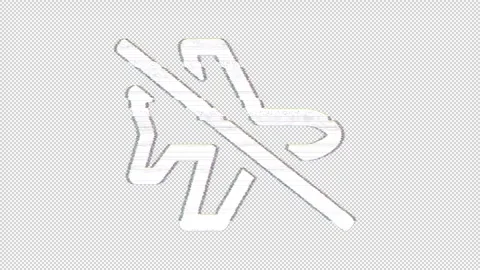 Icon plane slash is distorted. Glitch. Noise, chromatic aberration, geometric Video stock 301597247