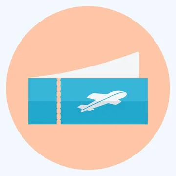 Icon Plane Tickets - Flat Style - Simple illustration,Editable stroke Stock Illustration