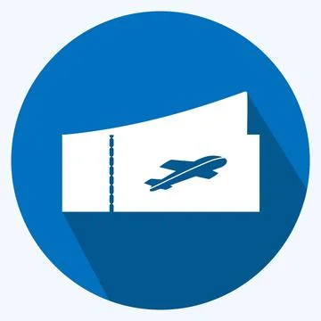 Icon Plane Tickets - Long Shadow Style - Simple illustration,Editable stroke Stock Illustration