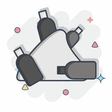 Icon Plastic Mountain. related to Plastic Pollution symbol. comic style. si.. Stock Illustration