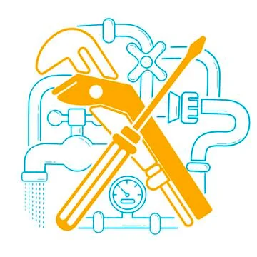Icon Plumbing in the linear Stock Illustration