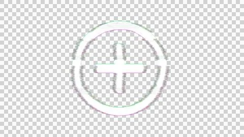 Icon plus circle is distorted. Glitch. Noise, chromatic aberration, geometric Stock Illustration