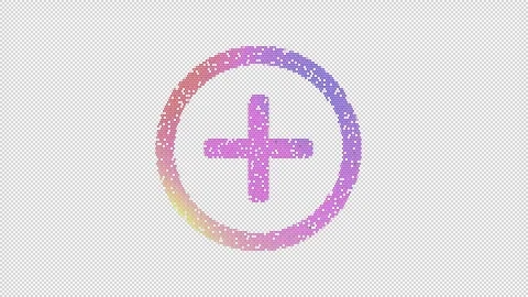 Icon plus circle is made up of LED square shapes that shimmer and flicker. There Video stock 294791517