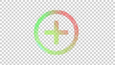 Icon plus circle is made up of LED square shapes. There are bright diodes and Illustrazione stock