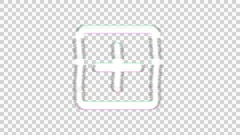 Icon plus square is distorted. Glitch. Noise, chromatic aberration, geometric Stock-Illustration