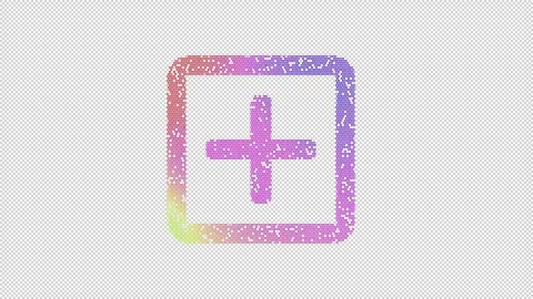 Icon plus square is made up of LED square shapes that shimmer and flicker. There Video stock 294791844