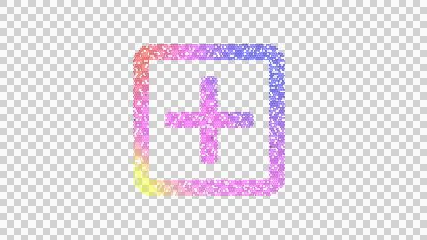 Icon plus square is made up of LED square shapes. There are bright diodes and Illustrazione stock