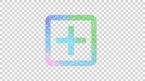 Icon plus square is made up of LED square shapes. There are bright diodes and Illustrazione stock