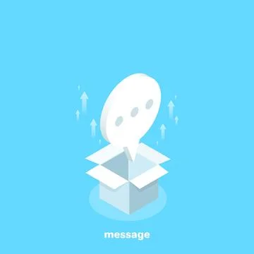 Icon pointer flies from a white box standing on a blue background, isometric  Illustrazione stock