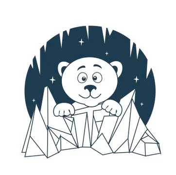Icon Polar Bear night Stock Illustration