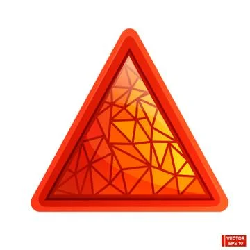 Icon of polygonal red triangle Ilustração Stock