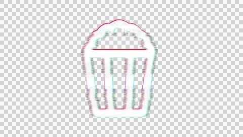 Icon popcorn is distorted. Glitch. Noise, chromatic aberration, geometric Stock Illustration
