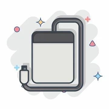 Icon Portable Hdd. related to Computer symbol. comic style. simple design e.. Illustrazione stock