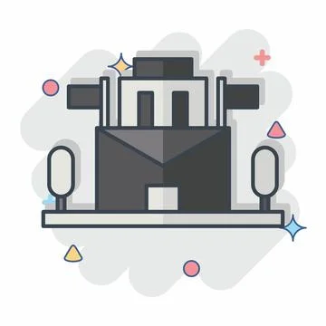 Icon Post Office. related to Post Office symbol. comic style. simple design.. 스톡 일러스트