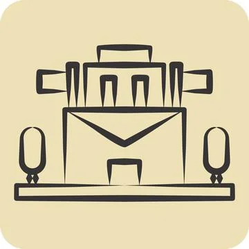 Icon Post Office. related to Post Office symbol. hand drawn style. simple d.. Illustrazione stock