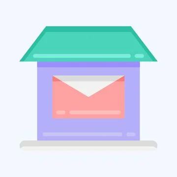 Icon Post Office. suitable for education symbol. flat style. simple design ed Stock Illustration