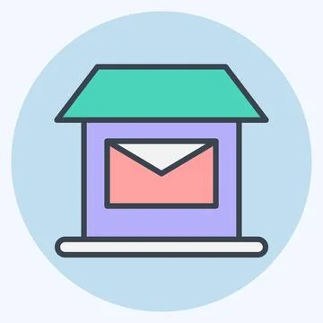 Icon Post Office. suitable for education symbol. color mate style. simple des Illustration