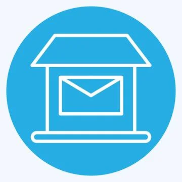 Icon Post Office. suitable for education symbol. blue eyes style. simple desi Illustrazione stock