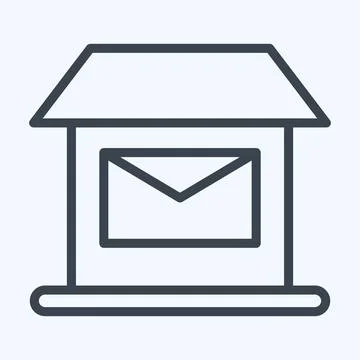 Icon Post Office. suitable for education symbol. line style. simple design ed Illustrazione stock