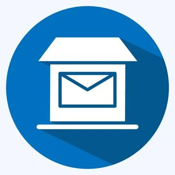 Icon Post Office. suitable for education symbol. long shadow style. simple de Ilustração Stock
