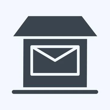 Icon Post Office. suitable for education symbol. glyph style. simple design e Ilustração Stock