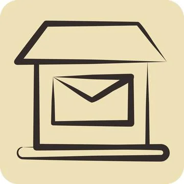 Icon Post Office. suitable for education symbol. hand drawn style. simple d.. Ilustração Stock