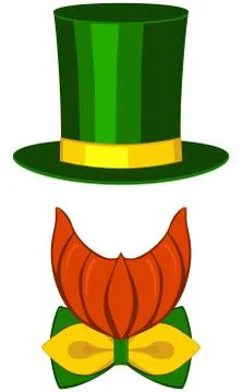 Icon poster leprechaun st. patrick day avatar element set tall hat glasses be Stock Illustration