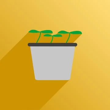 Icon pot with plants Stock Illustration