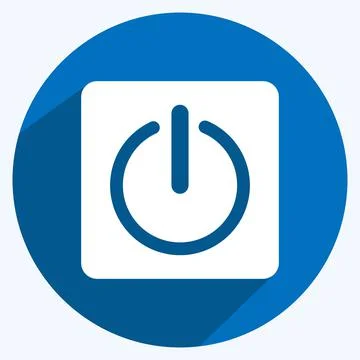 Icon Power Button. suitable for Programming symbol. long shadow style. simple 스톡 일러스트