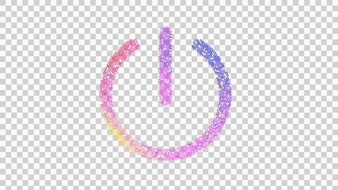 Icon power off is made up of LED square shapes. There are bright diodes and Ilustração Stock