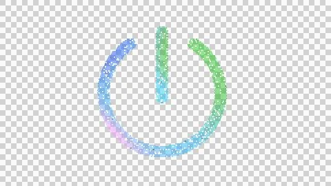 Icon power off is made up of LED square shapes. There are bright diodes and Illustrazione stock