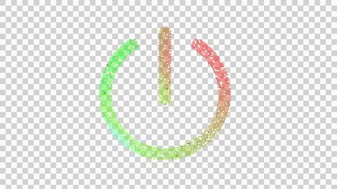 Icon power off is made up of LED square shapes. There are bright diodes and Ilustração Stock