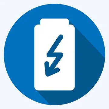 Icon Power saving. suitable for Mobile Apps symbol. long shadow style. simple Ilustração Stock