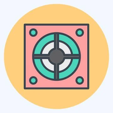Icon Power Supply. suitable for Computer Components symbol. color mate style. Stock Illustration