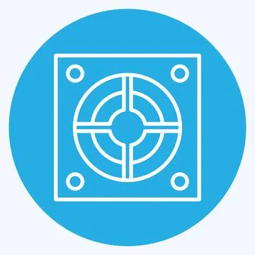 Icon Power Supply. suitable for Computer Components symbol. blue eyes style.  Illustrazione stock