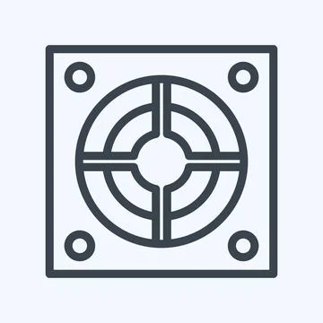 Icon Power Supply. suitable for Computer Components symbol. line style. simpl Illustrazione stock