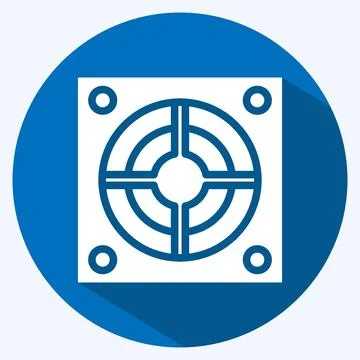Icon Power Supply. suitable for Computer Components symbol. long shadow style Stock Illustration
